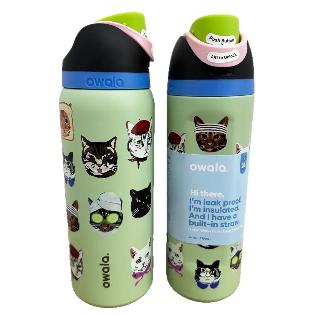 Owala Thermos Cup Freesip Water Cup Stainless Steel Thermos Cup with Straw Sports Cup Pop-Up Lid Cup Portable Cup