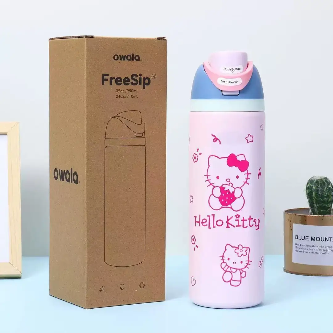 Owala Thermos Cup Freesip Water Cup Stainless Steel Thermos Cup with Straw Sports Cup Pop-Up Lid Cup Portable Cup