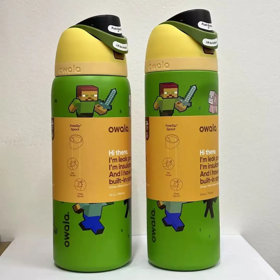 Owala Thermos Cup Freesip Water Cup Stainless Steel Thermos Cup with Straw Sports Cup Pop-Up Lid Cup Portable Cup