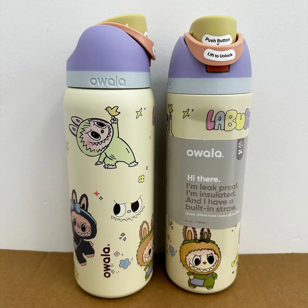 Owala Thermos Cup Freesip Water Cup Stainless Steel Thermos Cup with Straw Sports Cup Pop-Up Lid Cup Portable Cup