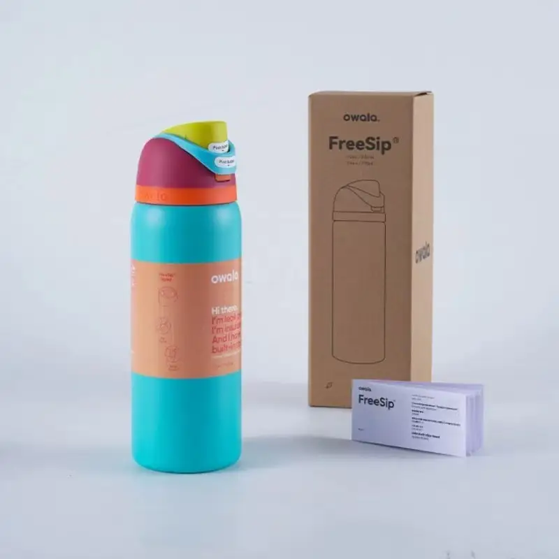 Owala Thermos Cup Freesip Water Cup Stainless Steel Thermos Cup with Straw Sports Cup Pop-Up Lid Cup Portable Cup