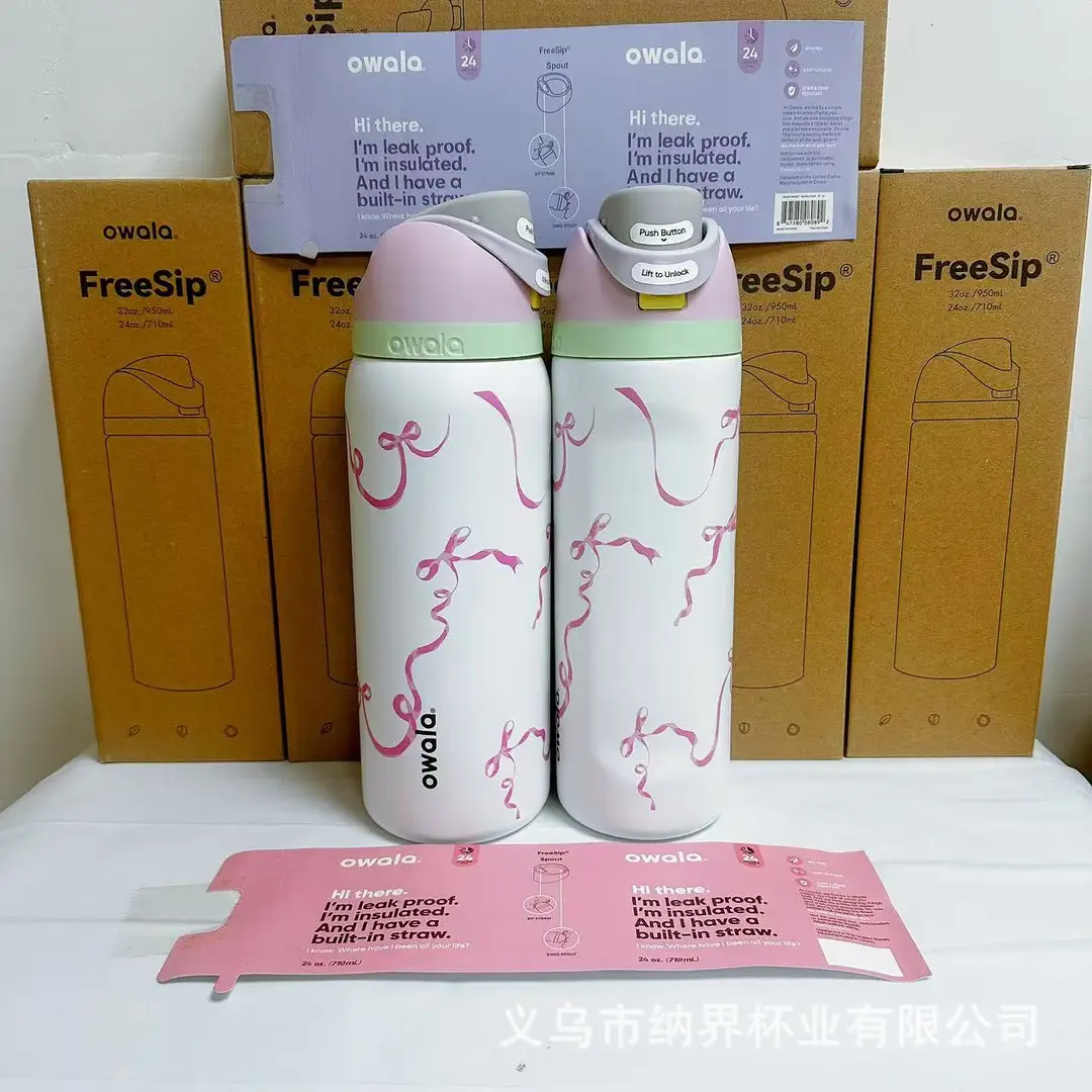 Owala Thermos Cup Freesip Water Cup Stainless Steel Thermos Cup with Straw Sports Cup Pop-Up Lid Cup Portable Cup