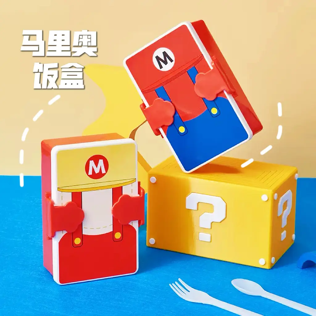 Compartmented Lunch Box Mario Robot Shape Microwaveable with Lid Cute Cartoon Student Lunch Box