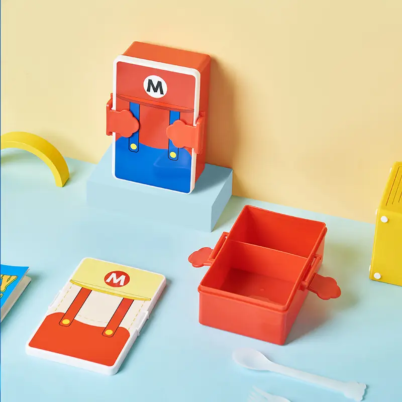 Compartmented Lunch Box Mario Robot Shape Microwaveable with Lid Cute Cartoon Student Lunch Box