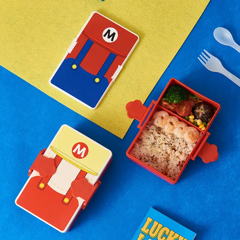 Compartmented Lunch Box Mario Robot Shape Microwaveable with Lid Cute Cartoon Student Lunch Box