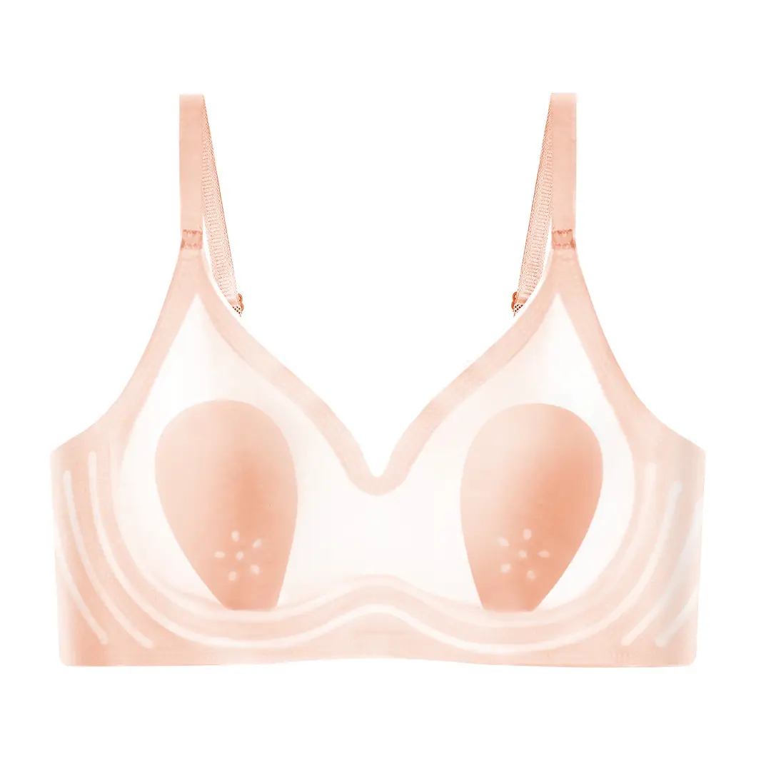 Rabbit Ear Style Seamless Ice Silk Women's Underwear, Large Bust Minimizing, Summer Thin Style, Push-Up Bra, Ultra-Thin Plus Size