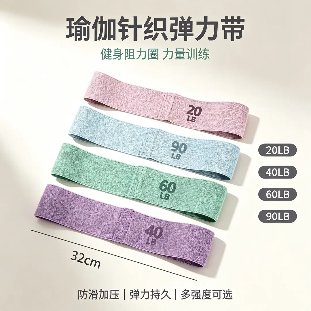 Yoga Knitted Elastic Band Fitness Resistance Band Resistance Circle Strength Training Poundage Stretching Loop Knitted Band - Image 10