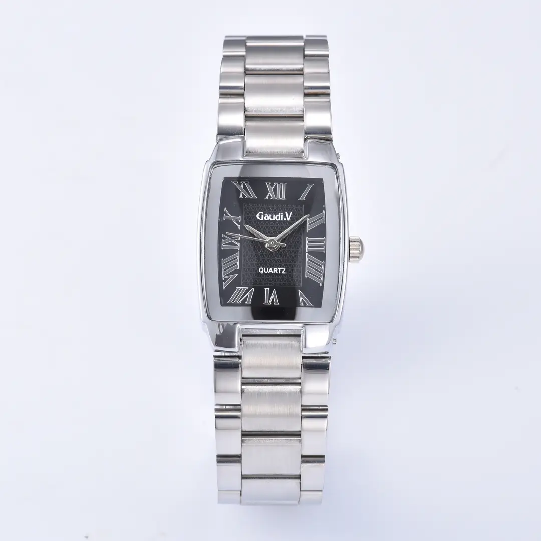 Gaudi.V Fashion Women's Quartz Watch Stainless Steel Strap Roman Scale Waterproof Watch Butterfly Clasp