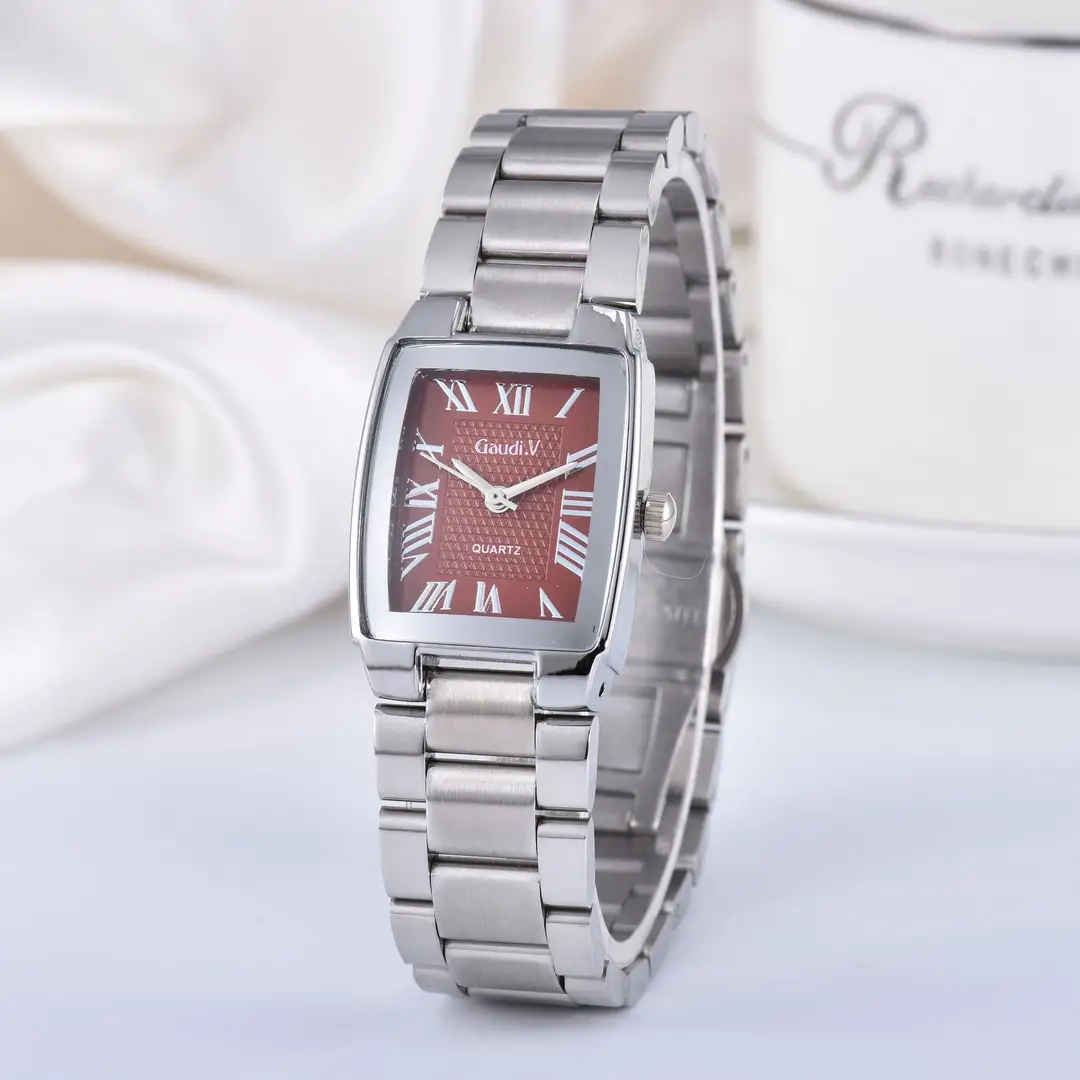 Gaudi.V Fashion Women's Quartz Watch Stainless Steel Strap Roman Scale Waterproof Watch Butterfly Clasp