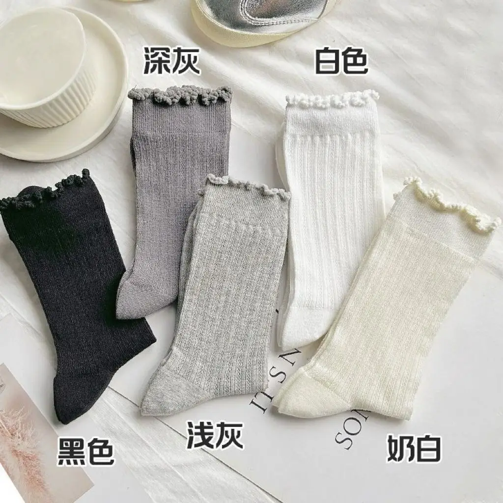 【10A Antibacterial and Odor-Resistant】Pure Cotton Socks for Women, Mid-Calf Socks, Summer Thin Long Socks, Mesh Breathable Japanese Style Slouch Socks