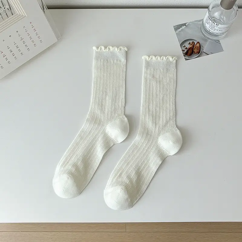 【10A Antibacterial and Odor-Resistant】Pure Cotton Socks for Women, Mid-Calf Socks, Summer Thin Long Socks, Mesh Breathable Japanese Style Slouch Socks