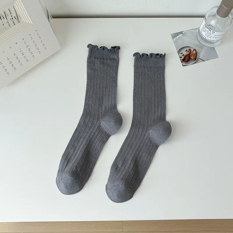 【10A Antibacterial and Odor-Resistant】Pure Cotton Socks for Women, Mid-Calf Socks, Summer Thin Long Socks, Mesh Breathable Japanese Style Slouch Socks