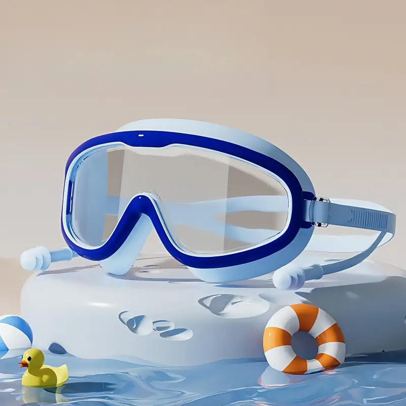 Children's Swimming Goggles, High-Definition, Anti-Fog, Waterproof, Professional Large-Frame Swimming Goggles for Boys and Girls, Special Swimming Cap Equipment for Diving