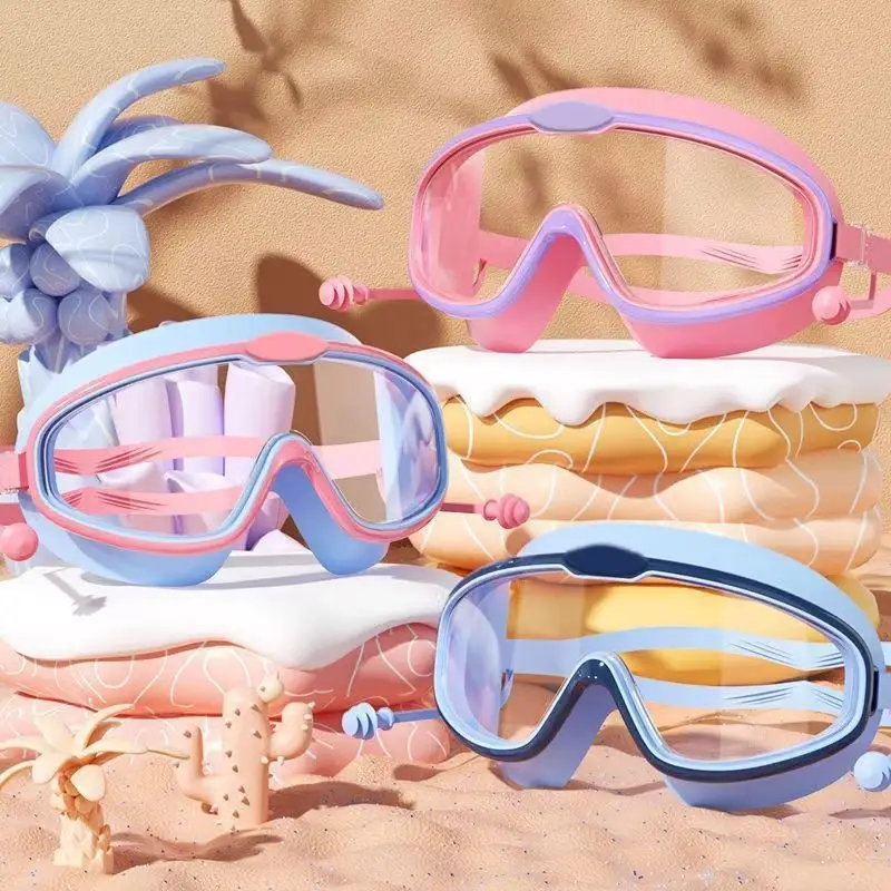 Cross-Border New Model Children's Swimming Goggles, High-Definition Waterproof Professional Swimming Glasses, Boys and Girls Swimming Cap Equipment, Diving Goggles