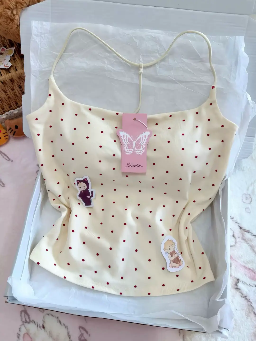 Purely Sexy Style Polka Dot Camisole with Chest Pads for Girls, Summer Top with Thin Straps and Racerback Design — feature 3