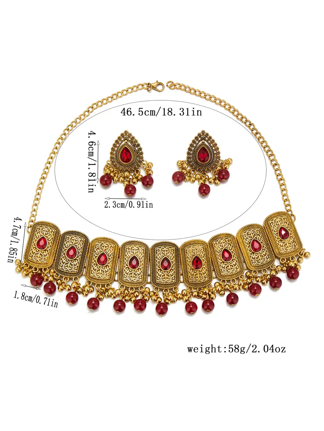 Factory Direct Sales Cross-Border Hot-Selling Retro Bohemian Ethnic Style Fashion Earrings Necklace Jewelry Set Indian Style — feature 1