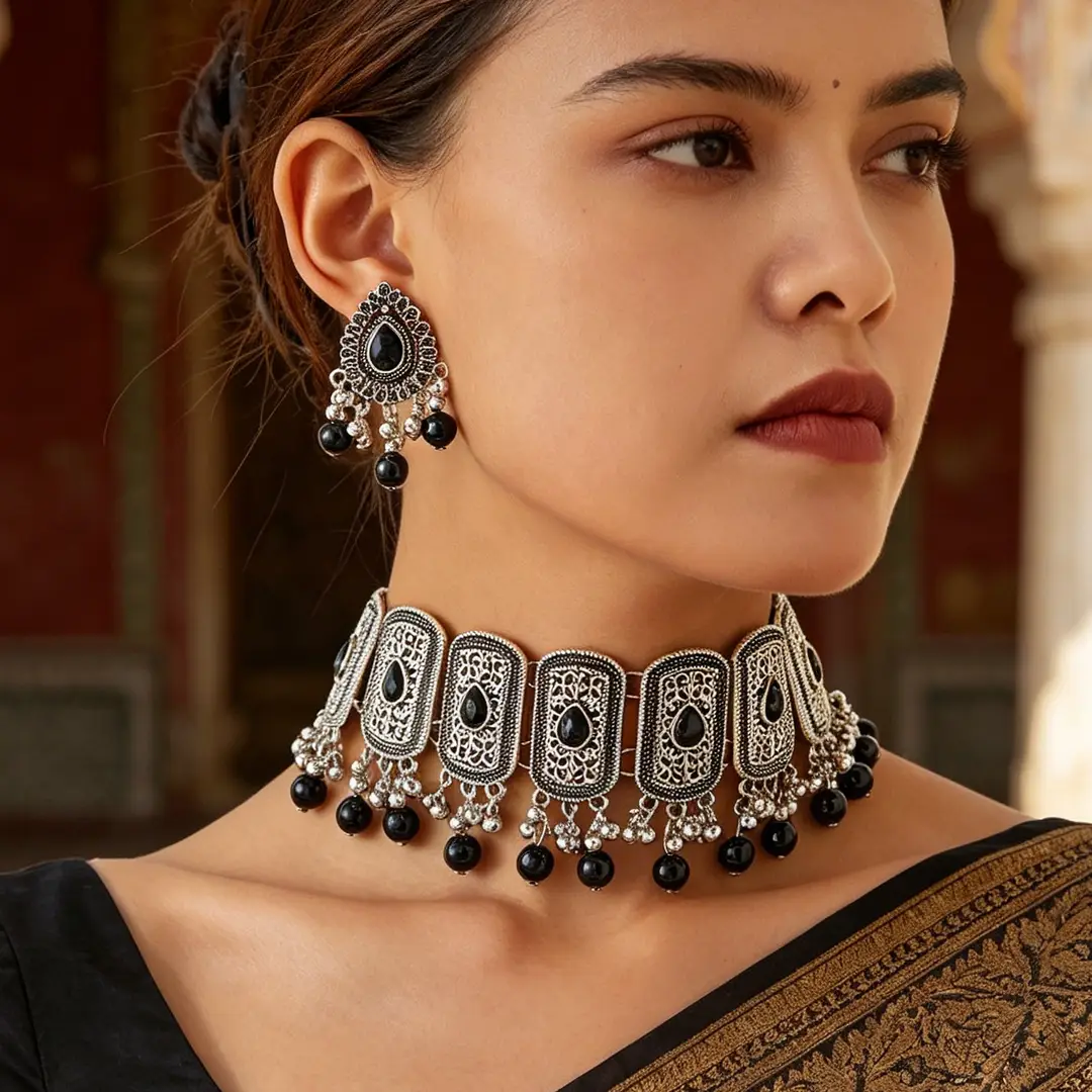 Factory Direct Sales Cross-Border Hot-Selling Retro Bohemian Ethnic Style Fashion Earrings Necklace Jewelry Set Indian Style — feature 10