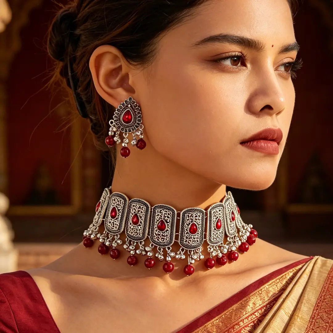 Factory Direct Sales Cross-Border Hot-Selling Retro Bohemian Ethnic Style Fashion Earrings Necklace Jewelry Set Indian Style — feature 11