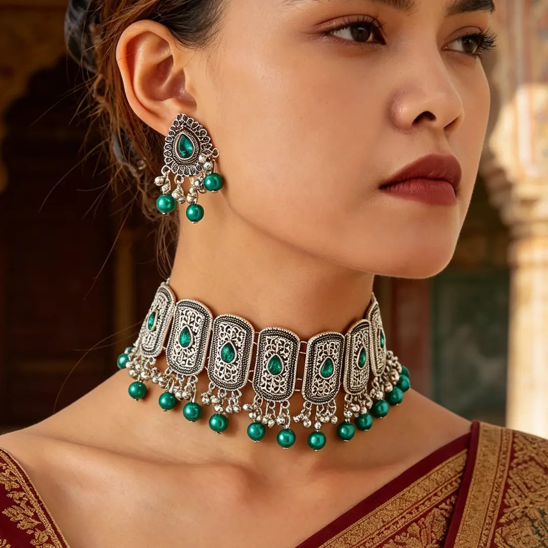 Factory Direct Sales Cross-Border Hot-Selling Retro Bohemian Ethnic Style Fashion Earrings Necklace Jewelry Set Indian Style — feature 12