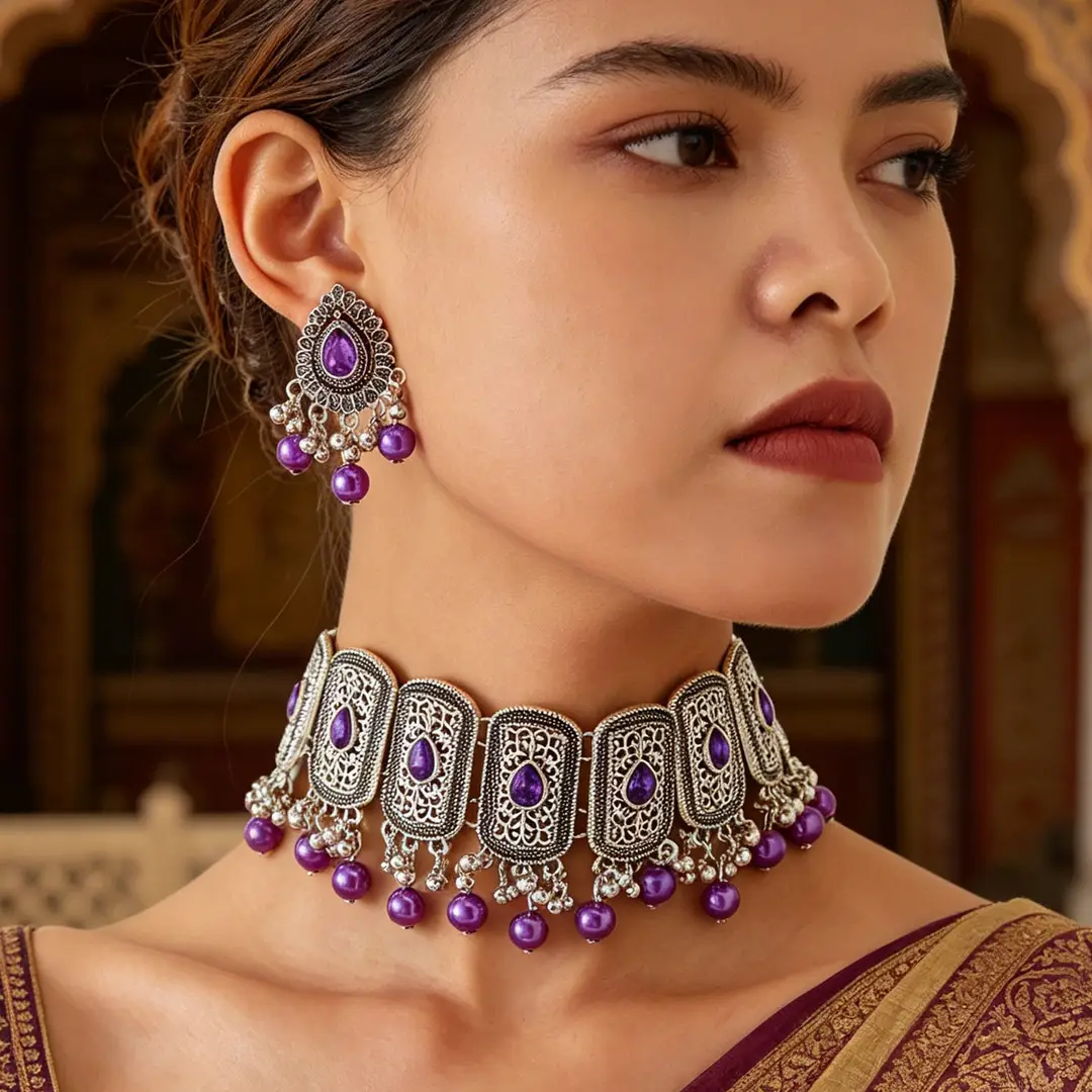 Factory Direct Sales Cross-Border Hot-Selling Retro Bohemian Ethnic Style Fashion Earrings Necklace Jewelry Set Indian Style — feature 13