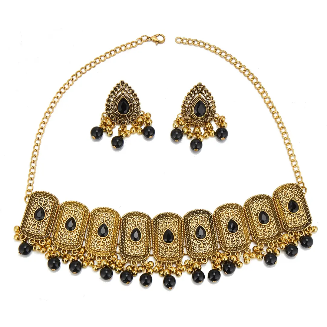 Factory Direct Sales Cross-Border Hot-Selling Retro Bohemian Ethnic Style Fashion Earrings Necklace Jewelry Set Indian Style — feature 15