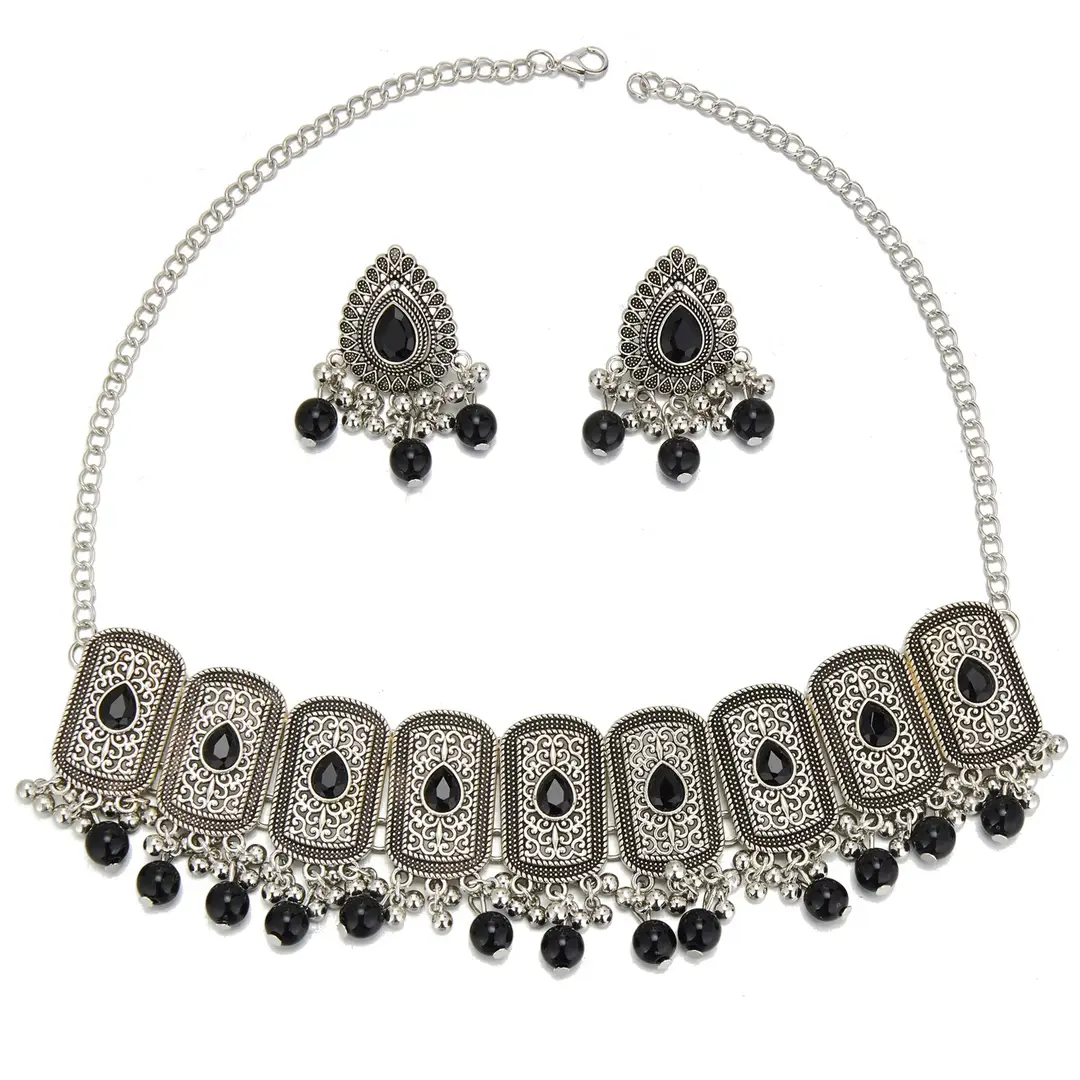 Factory Direct Sales Cross-Border Hot-Selling Retro Bohemian Ethnic Style Fashion Earrings Necklace Jewelry Set Indian Style — feature 18