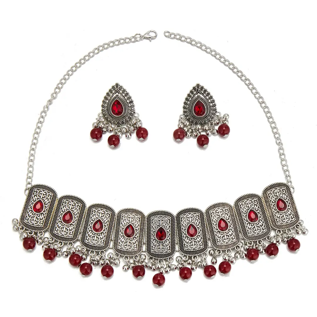 Factory Direct Sales Cross-Border Hot-Selling Retro Bohemian Ethnic Style Fashion Earrings Necklace Jewelry Set Indian Style — feature 19