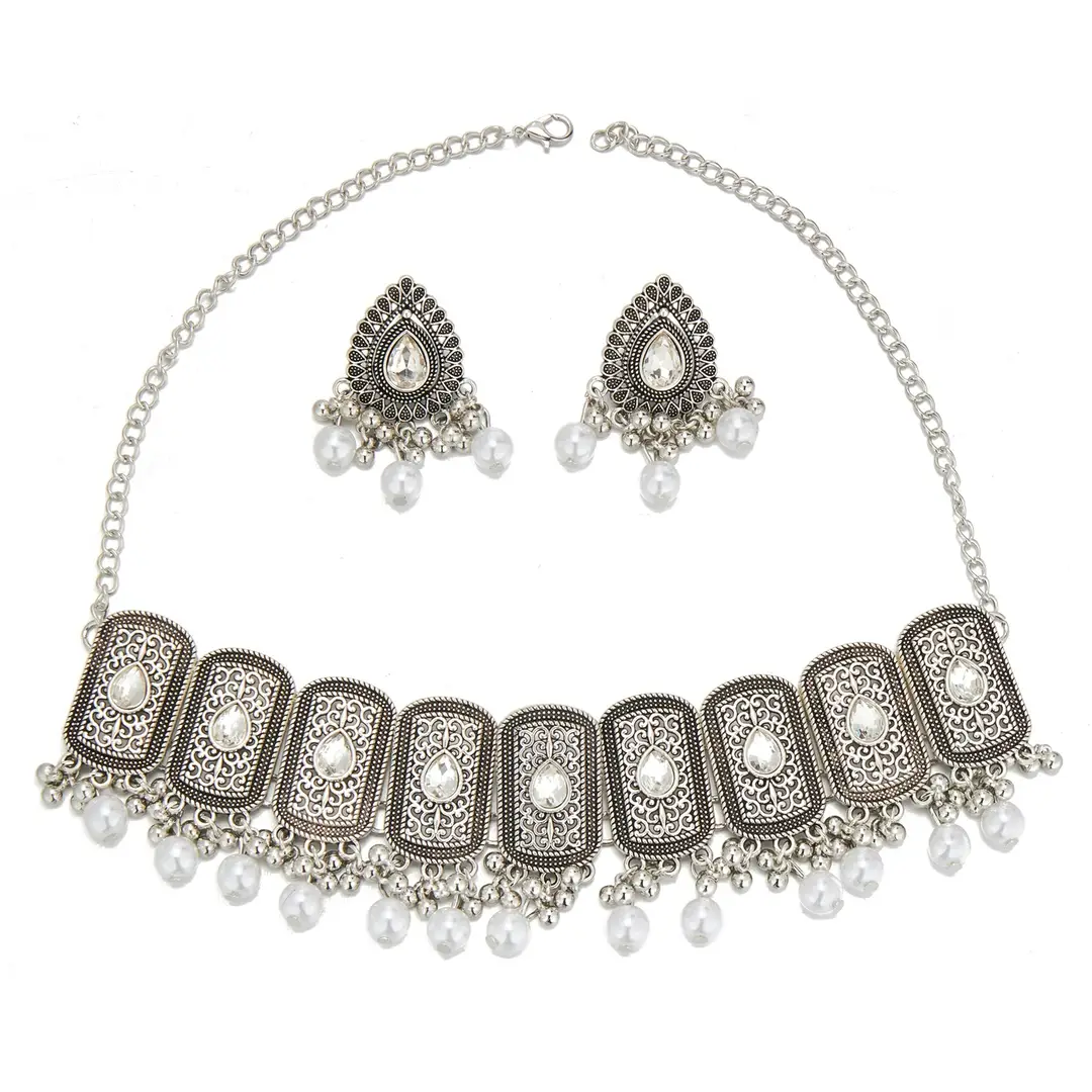 Factory Direct Sales Cross-Border Hot-Selling Retro Bohemian Ethnic Style Fashion Earrings Necklace Jewelry Set Indian Style — feature 20