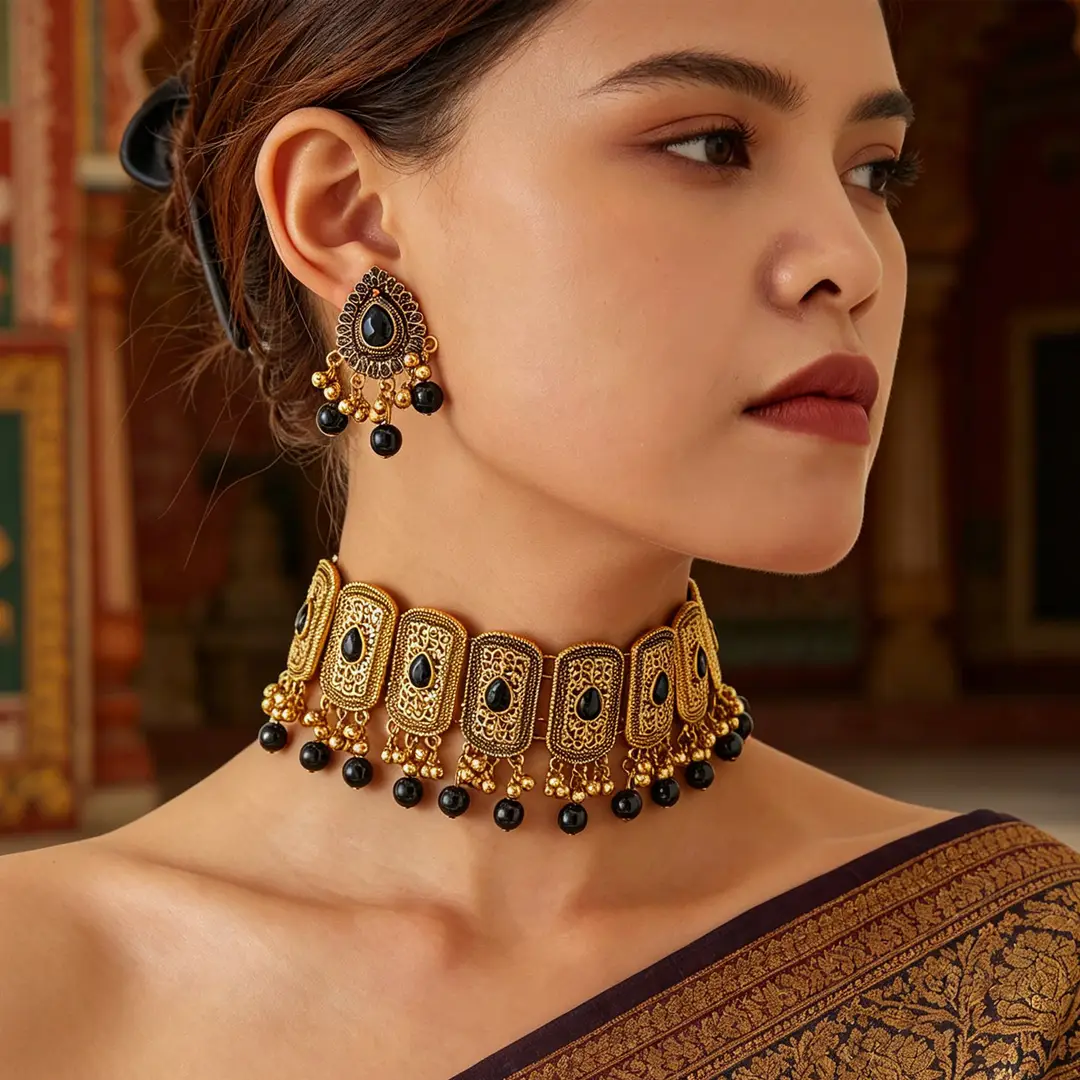Factory Direct Sales Cross-Border Hot-Selling Retro Bohemian Ethnic Style Fashion Earrings Necklace Jewelry Set Indian Style — feature 3