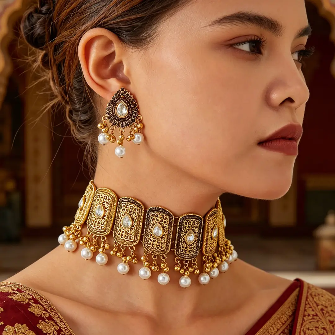 Factory Direct Sales Cross-Border Hot-Selling Retro Bohemian Ethnic Style Fashion Earrings Necklace Jewelry Set Indian Style — feature 4