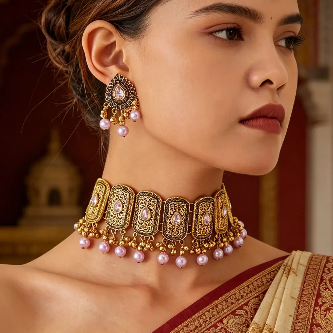 Factory Direct Sales Cross-Border Hot-Selling Retro Bohemian Ethnic Style Fashion Earrings Necklace Jewelry Set Indian Style — feature 5