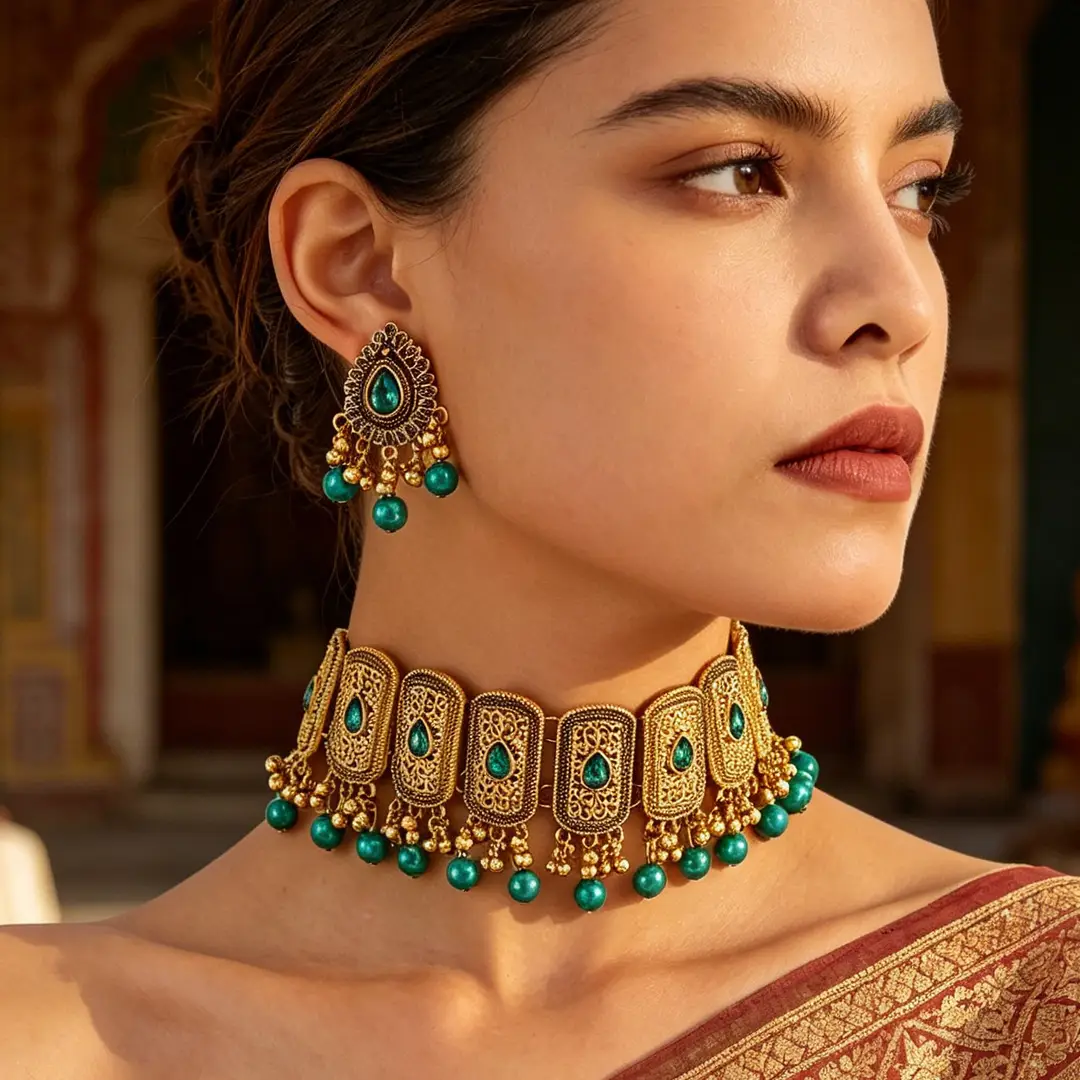 Factory Direct Sales Cross-Border Hot-Selling Retro Bohemian Ethnic Style Fashion Earrings Necklace Jewelry Set Indian Style — feature 7