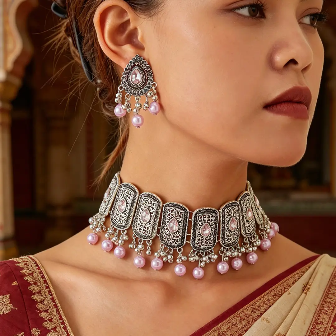 Factory Direct Sales Cross-Border Hot-Selling Retro Bohemian Ethnic Style Fashion Earrings Necklace Jewelry Set Indian Style