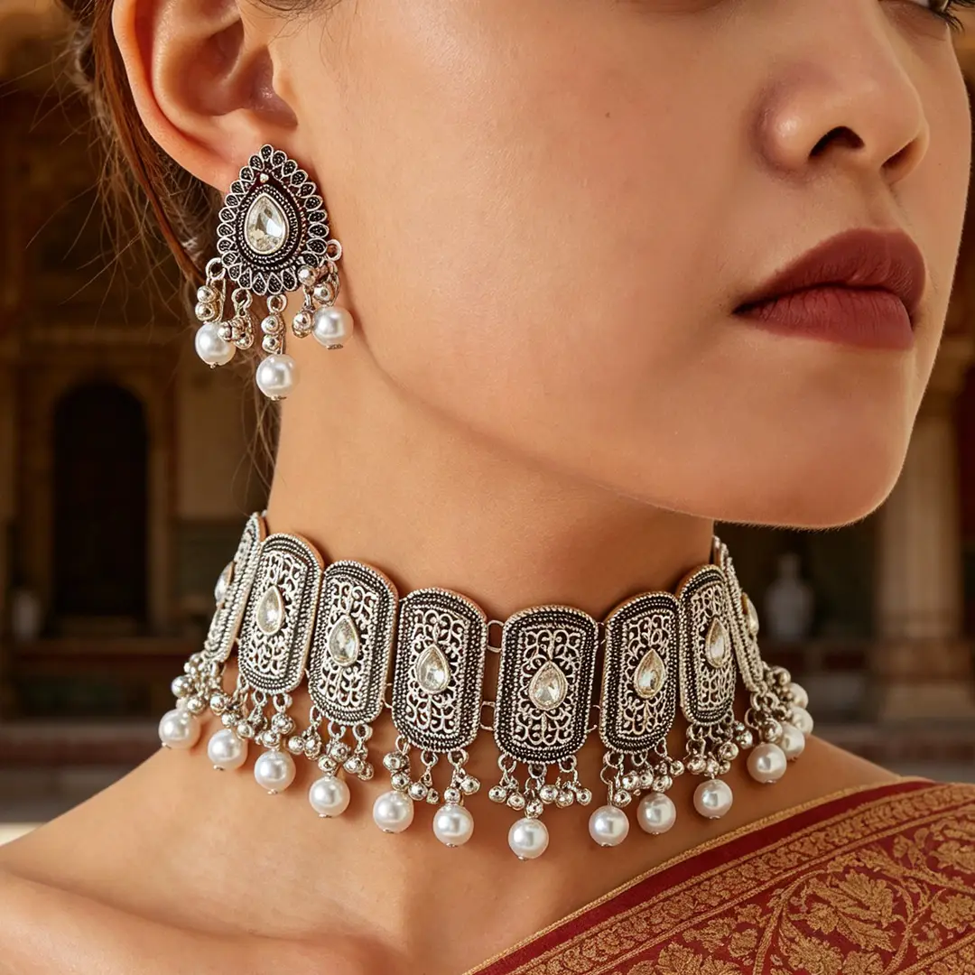 Factory Direct Sales Cross-Border Hot-Selling Retro Bohemian Ethnic Style Fashion Earrings Necklace Jewelry Set Indian Style