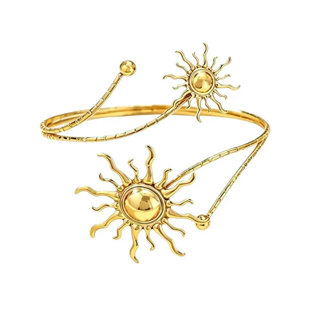 Amazon Geometric Metal Bracelet Punk Arm Ring Exaggerated Bracelet Leaf Flower Women's Open Arm Ring Bracelet