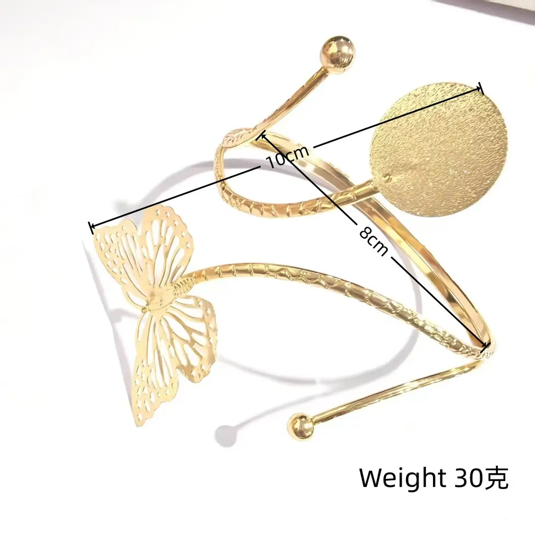 Amazon Geometric Metal Bracelet Punk Arm Ring Exaggerated Leaf Flower Design for Women Open-Ended — feature 26