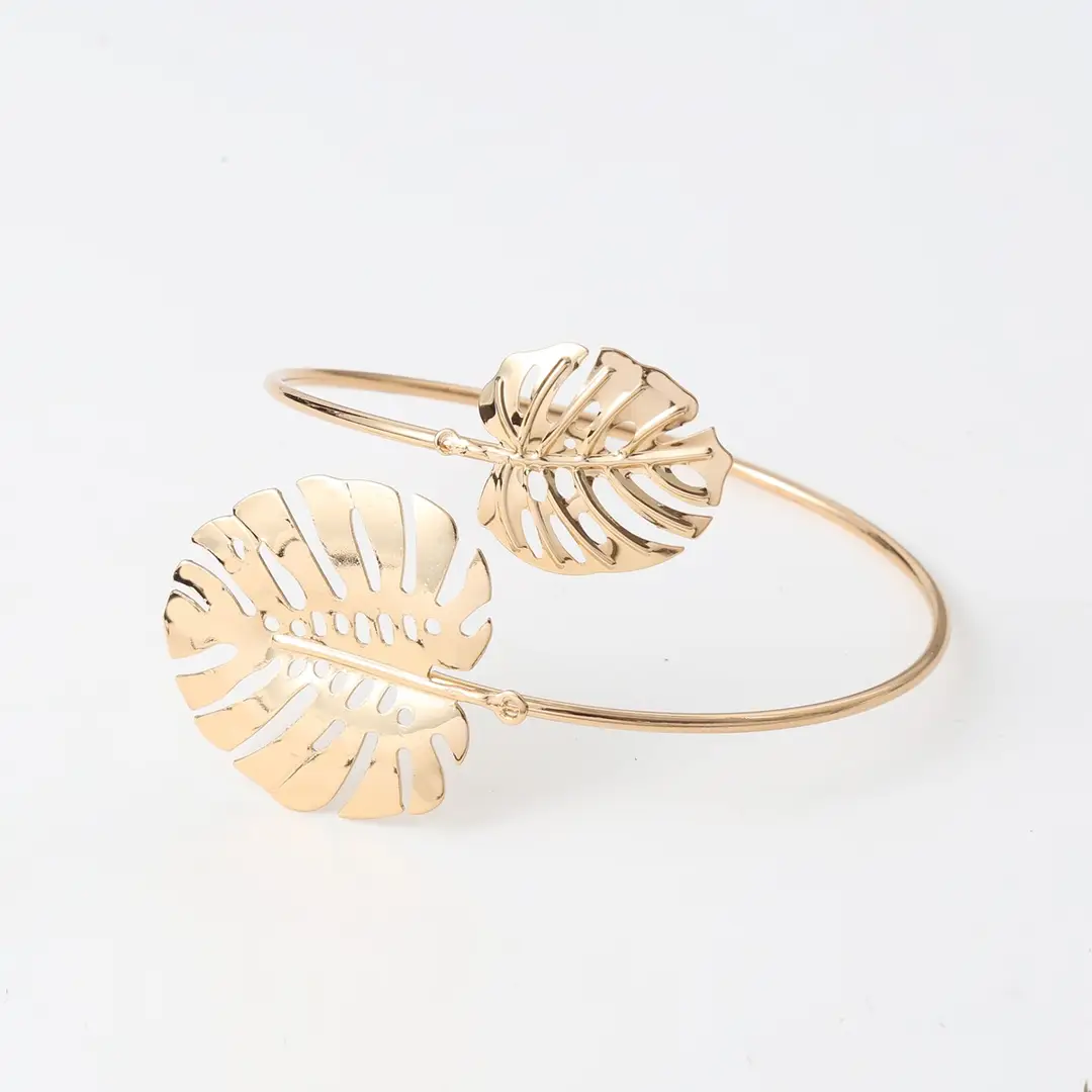 Amazon Geometric Metal Bracelet Punk Arm Ring Exaggerated Bracelet Leaf Flower Women's Open Arm Ring Bracelet