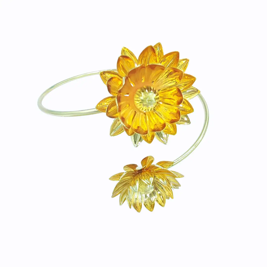 Amazon Geometric Metal Bracelet Punk Arm Ring Exaggerated Bracelet Leaf Flower Women's Open Arm Ring Bracelet