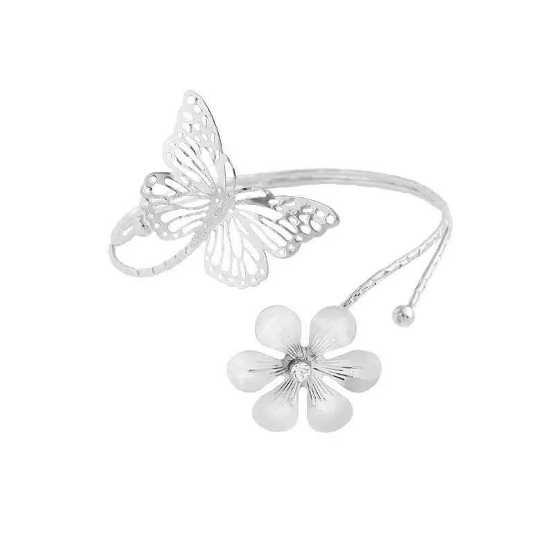Amazon Geometric Metal Bracelet Punk Arm Ring Exaggerated Bracelet Leaf Flower Women's Open Arm Ring Bracelet