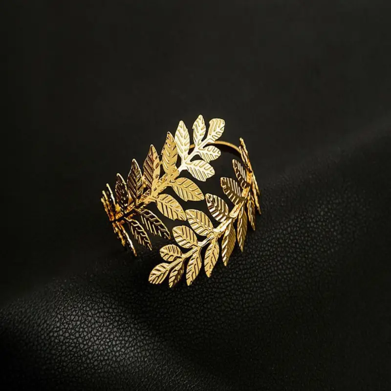 Trendy Leaf Arm Bracelet Roman Bridal Jewelry Metal Bracelet Adjustable Open Design Trendy Exaggerated Jewelry