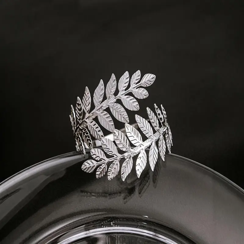 Trendy Leaf Arm Bracelet Roman Bridal Jewelry Metal Bracelet Adjustable Open Design Trendy Exaggerated Jewelry