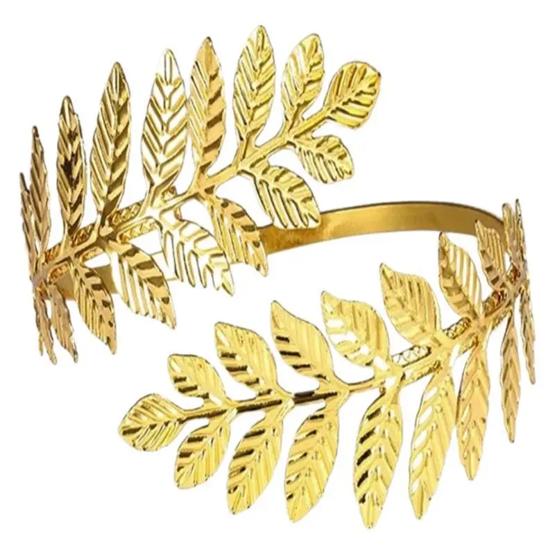 Trendy Leaf Arm Bracelet Roman Bridal Jewelry Metal Bracelet Adjustable Open Design Trendy Exaggerated Jewelry
