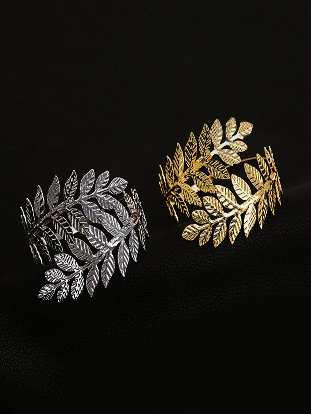 Trendy Leaf Arm Bracelet Roman Bridal Jewelry Metal Bracelet Adjustable Open Design Trendy Exaggerated Jewelry — feature 5