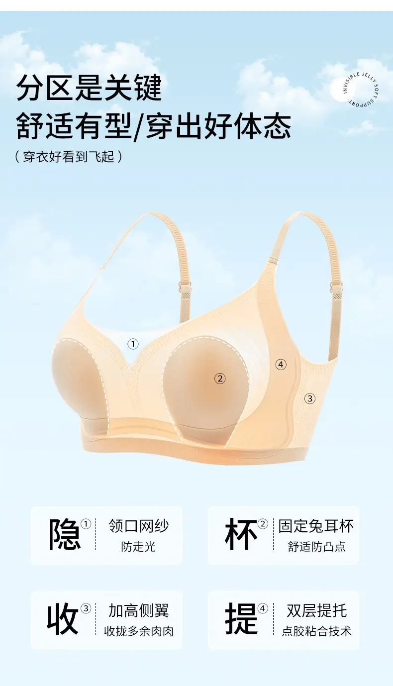 Invisible Bra for Women with Large U-Shaped Back, Thin Straps, Minimizes Large Bust, Ultra-Thin Seamless Bra for Summer — feature 10