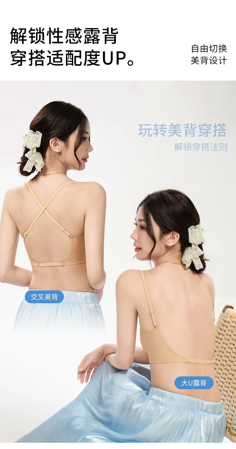 Invisible Bra for Women with Large U-Shaped Back, Thin Straps, Minimizes Large Bust, Ultra-Thin Seamless Bra for Summer — feature 5