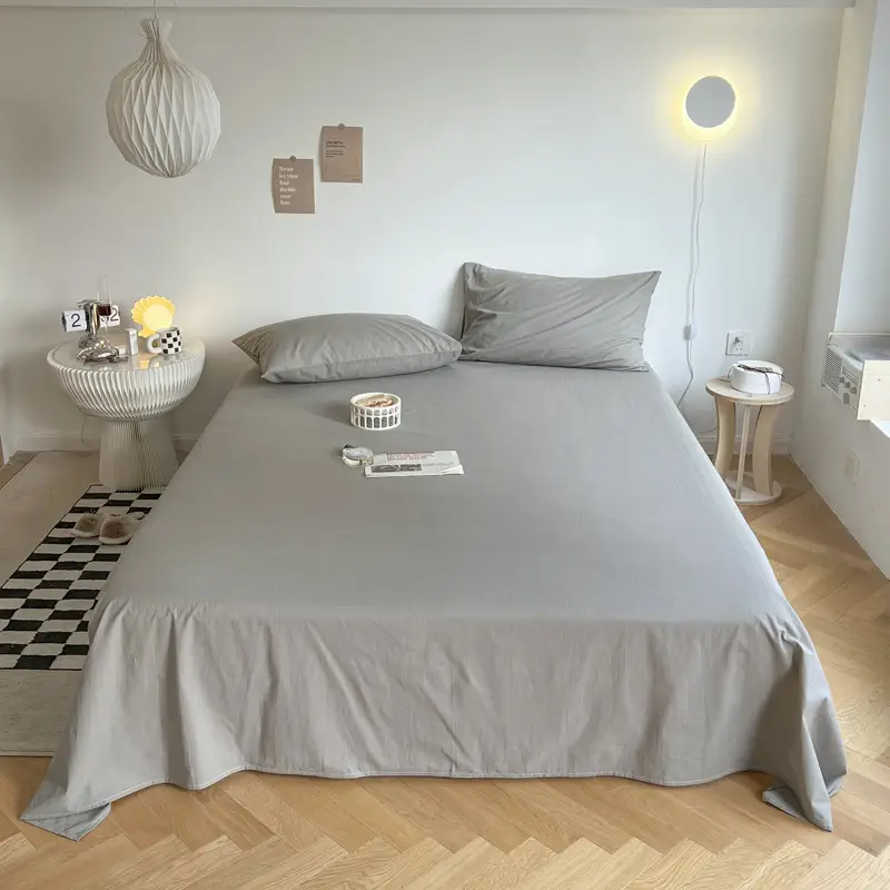 Flash Sale Simple Dark Gray and Light Gray Bed Sheet for Single Dormitory, Instant Retail with Certificate of Conformity