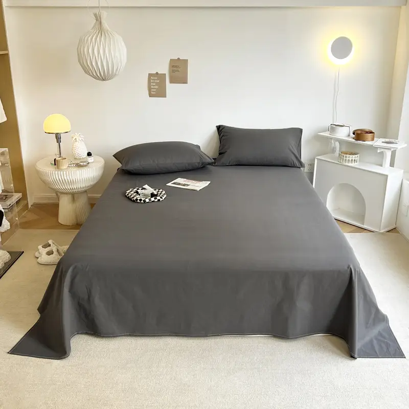 Flash Sale Simple Dark Gray and Light Gray Bed Sheet for Single Dormitory, Instant Retail with Certificate of Conformity