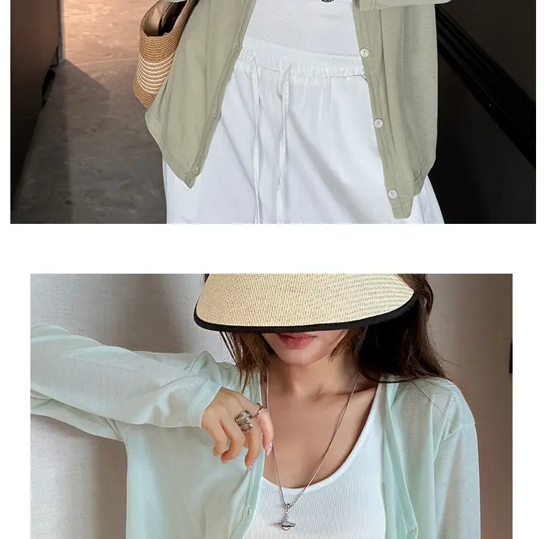 Tencel Lyocell Sun-Protective Knit Cardigan for Women, Summer Long-Sleeve Thin Outerwear, Air Conditioning Shirt, Simple Versatile Jacket — feature 18