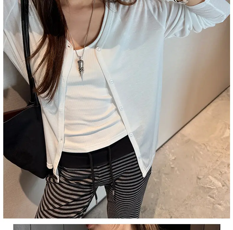 Tencel Lyocell Sun-Protective Knit Cardigan for Women, Summer Long-Sleeve Thin Outerwear, Air Conditioning Shirt, Simple Versatile Jacket — feature 20