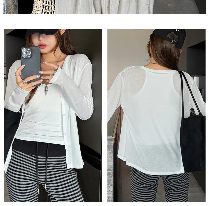Tencel Lyocell Sun-Protective Knit Cardigan for Women, Summer Long-Sleeve Thin Outerwear, Air Conditioning Shirt, Simple Versatile Jacket — feature 25